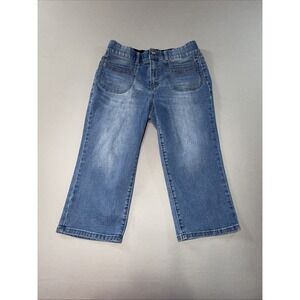 Indigo Poppy Capri Jeans Woman's Size 12 Tummy Control Waistband Medium Wash